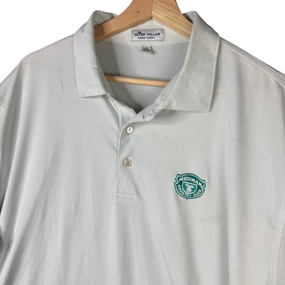 Peter Millar Summer Comfort Medinah Country Club Polo Shirt XL White Stripe